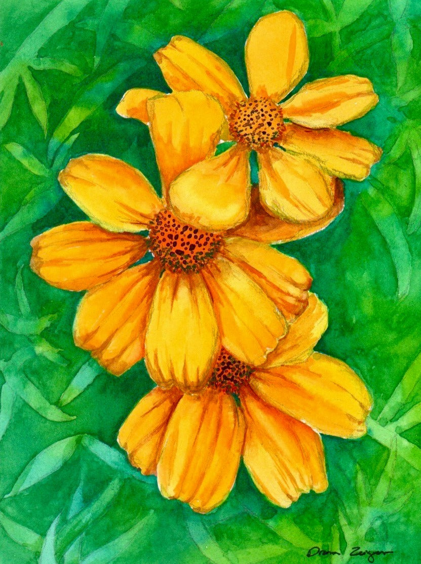 Flower Painting -  Yellow Daisies (6X8)