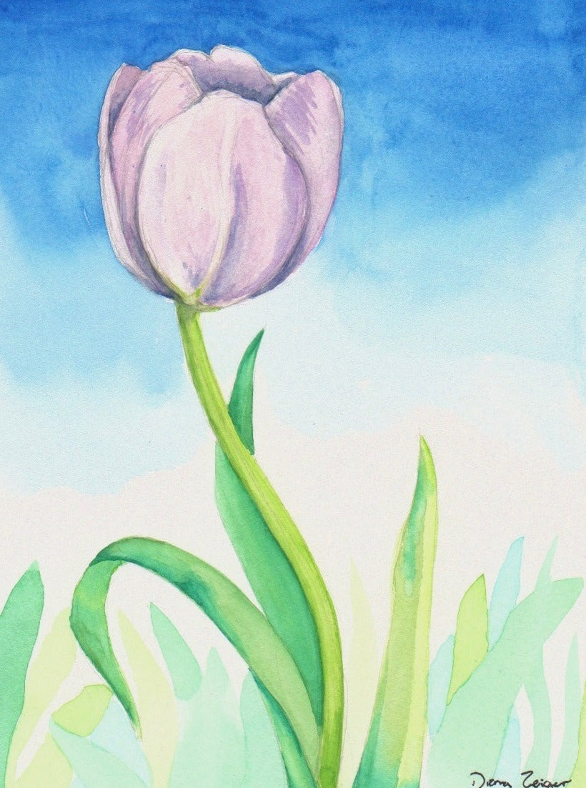 Flower Painting -  Pink Tulip (6X8)