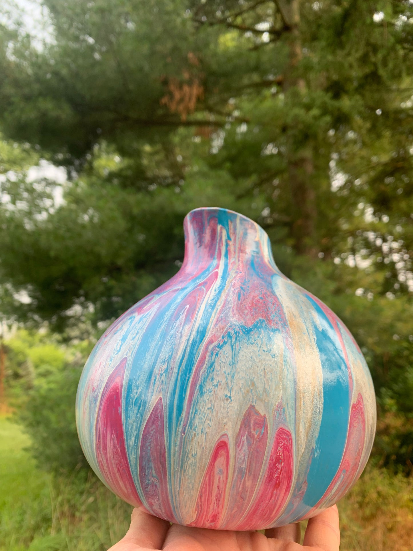 Gourd - Pink & Blue Abstract
